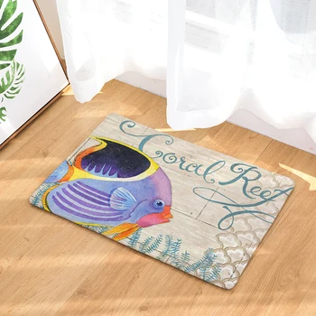 

New Arrive Ocean Series Door mat Entrance Door Light Thin Flannel Cute Cartoon Cozy Carpets Home Decor Kitchen Mats