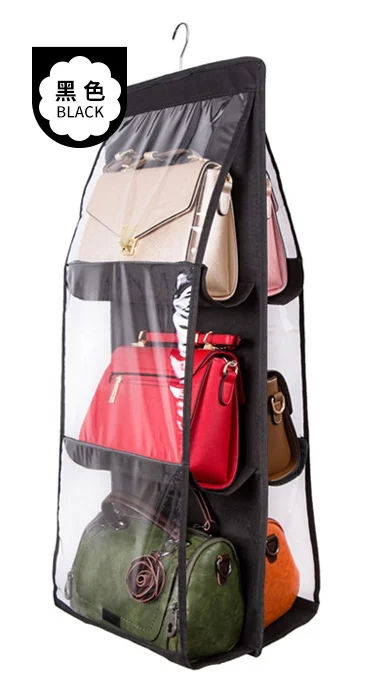 Семейный тканевый Органайзер рюкзак сумка Аксессуары для хранения обуви Бытовая сумка для хранения принадлежности 6 карманы и отделения вешалки - Цвет: Черный