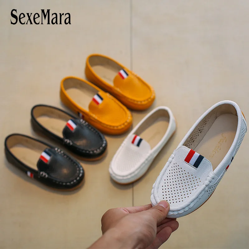 Sapatos de Couro de Malha de Verão para Meninos Deslizamento na Sapata das Crianças Antiderrapante Salto Plano Meninas Tênis Estudante Novo Bebê Sapatos B01202 2020