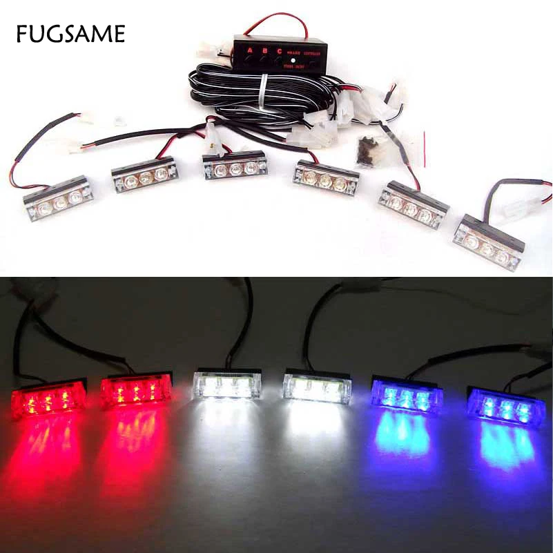 

FUGSAME Car Yellow White Blue Amber Red Green 6x3 18 LED Strobe Flash Warning EMS Police Truck Boat Light Firemen Free Shipping