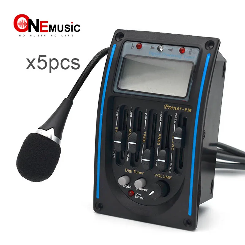 

6Pcs 5 Band LC-5 Acoustic Guitar pickup guitar EQ Preamp LC-5 5-Band EQ Equalizer Pickup Tuner LCD with Micro Phone