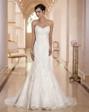 2016 Newest Design Sweetheart Mermaid Wedding Dress Lace Up Strapless Sweep Train Full Lace Cinderella Wedding Gowns AW422