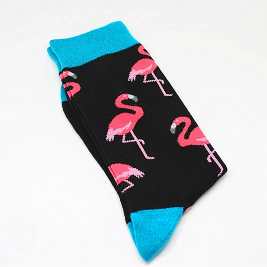 Мужские носки с рисунками животных, фламинго, Гольфы с пингвинами, носорогами, модные гольфы, Harajuku, забавные счастливые носки