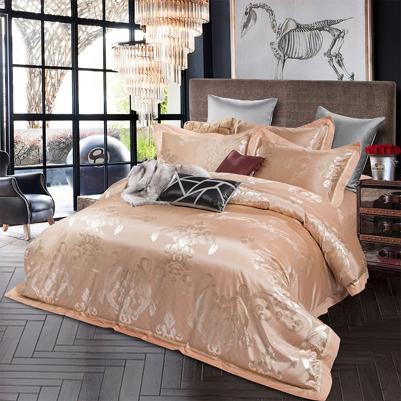 

European and American Art Bedding Set Cotton Four-Piece Duvet Cove Set Embroidery ProcessKit Quilt Sheets Bedding Set Double