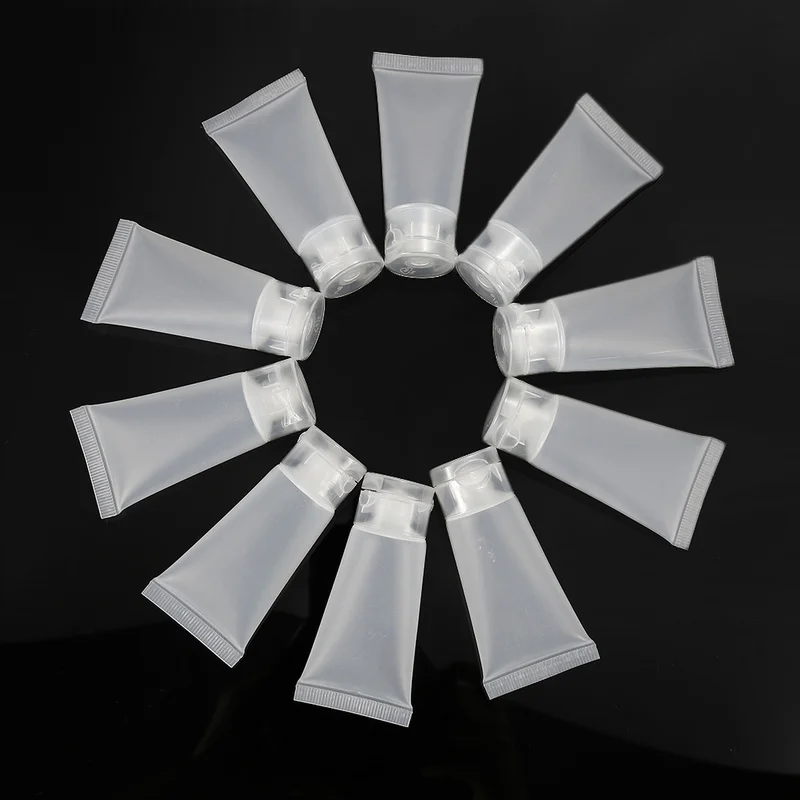 

10PC 15ml PVC Clear Facial Cleanser Empty Bottle Refillable Makeup Container Sample Bottles Soft Tube Cosmetic Lipgloss Tube