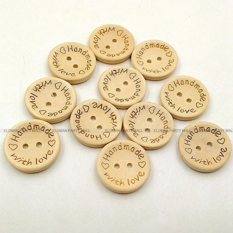 HTB1DF1caqLN8KJjSZFKq6z7NVXa4 ELOMAN 50PCS/lot Natural Color Wooden Buttons handmade love Letter wood button craft DIY baby apparel accessories