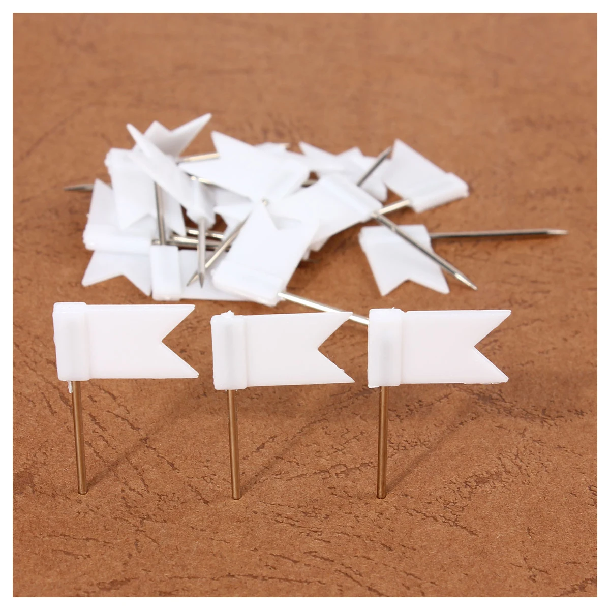 

100 Flag Shape Map Pins Cork Notice Board Drawing Pins Push Pin White