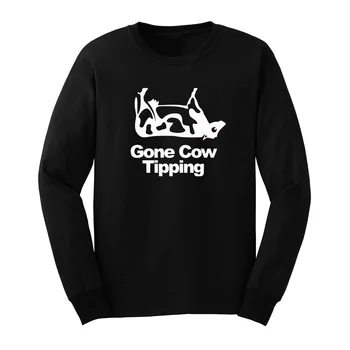 

Loo Show Mens Gone Cow Tipping Funny Long Sleeve T-Shirts Casual Men Tee