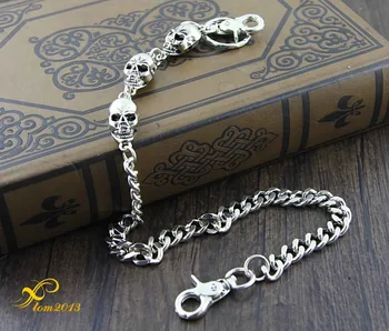 

Simple Strong Basic Biker Trucker Skull Wallet Chain (21") Silver KC108
