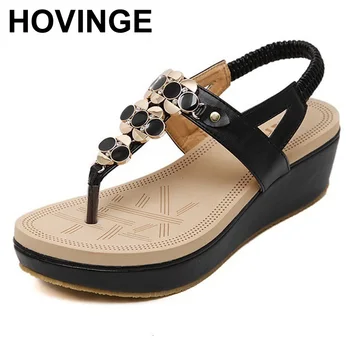 

HOVINGE 2018 Soft Platform Sandals New Arrival Womens Beautiful Beach black 35
