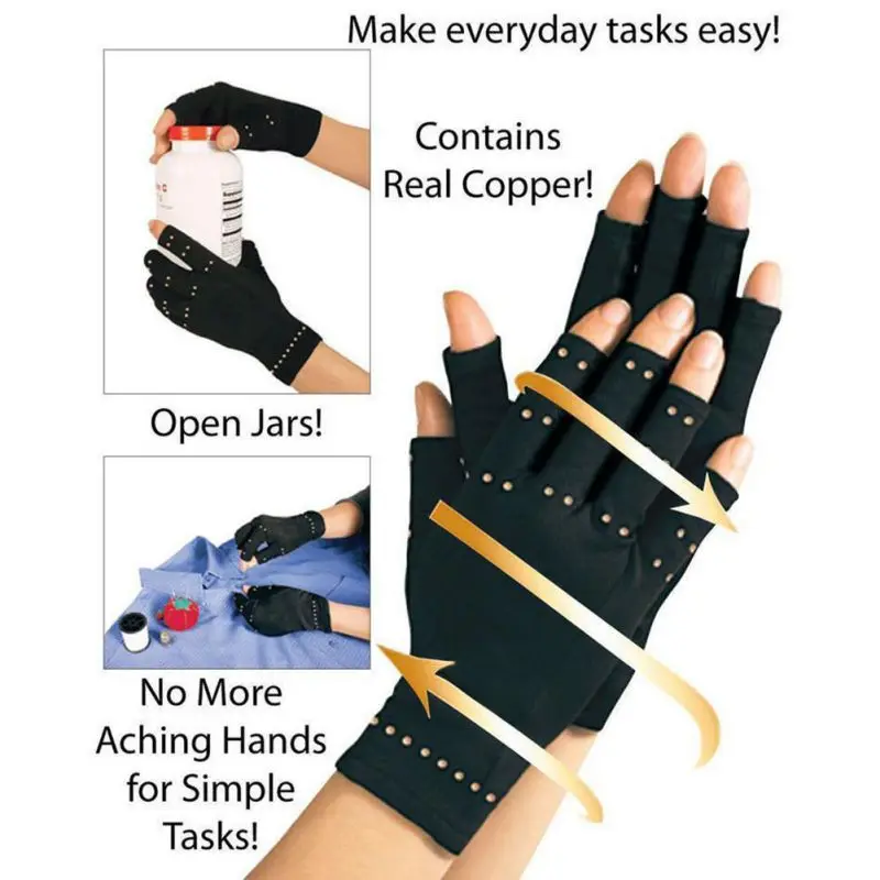 

Hot 1 pair Copper Hands Arthritis Gloves Therapeutic Compression Men Women Circulation Grip Wrist Support