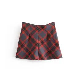 JXYSY 2019 BTS юбка для женщин Англия Стиль Молния плед прямо длиной выше колена Мини натуральный юбки для s плюс размеры