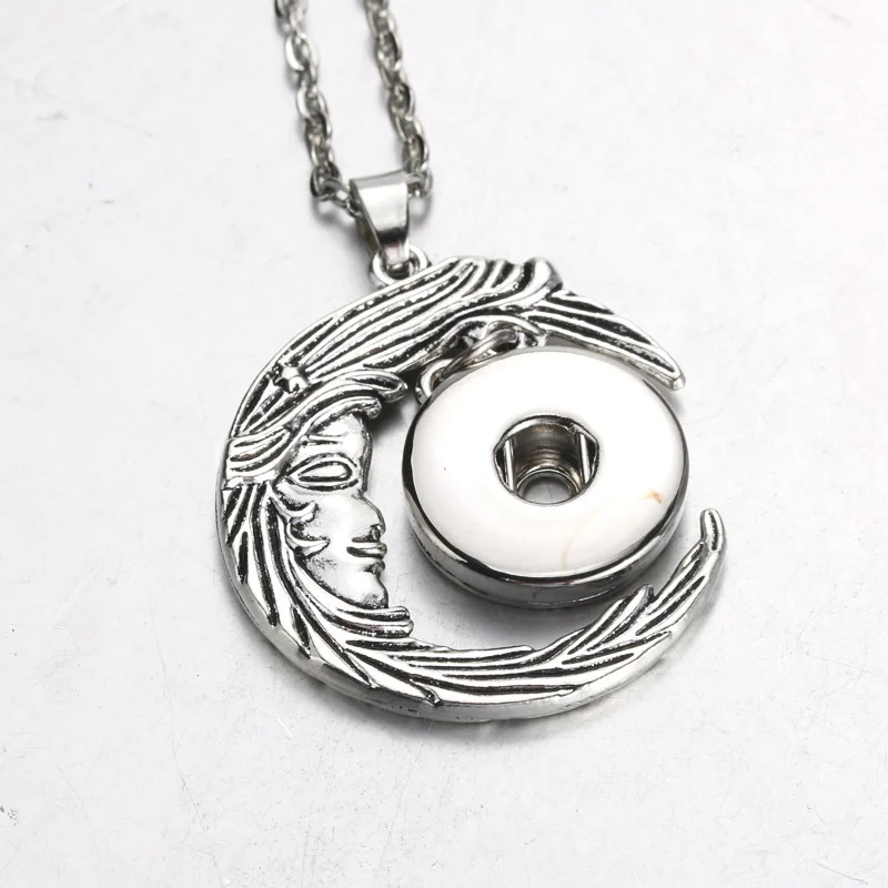 Модное ожерелье с лунным полумесяцем, кнопки, подвески, Красивая подвеска с цепочкой, подходит для DIY, 18 мм, кнопки, ювелирное изделие - Окраска металла: B