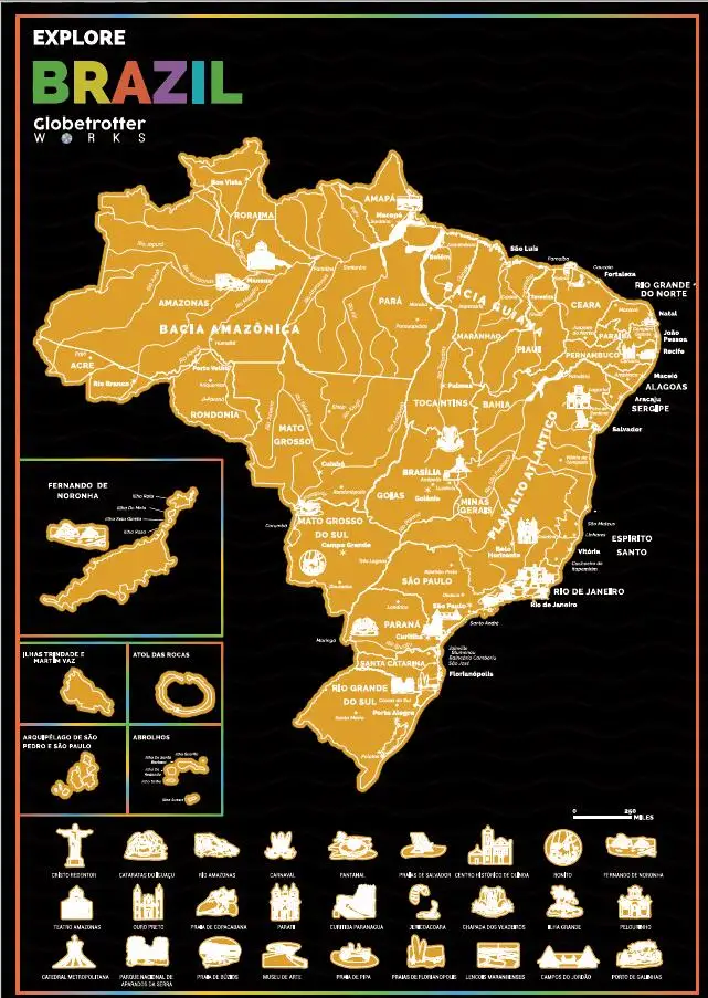 

1 pc Scratch Map Cusom made Brazil map ST009