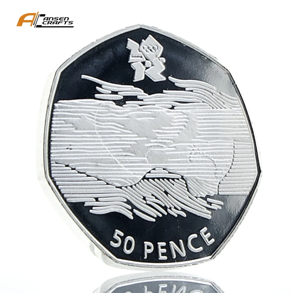 Олимпийская одежда для плавания 50P Fifty Pence Elizabeth II EIIR II 2011 британская Серебряная позолоченная копия монеты