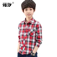 Одежда для мальчиков детская повседневная рубашка в клетку хлопковое пальто с длинными рукавами для больших мальчиков От 4 до 16 лет Детская весенне-осенняя теплая куртка Детская рубашка