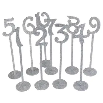 

HOT SALE Wedding Table Numbers Holders Thicken Wood with Glitter, Silver