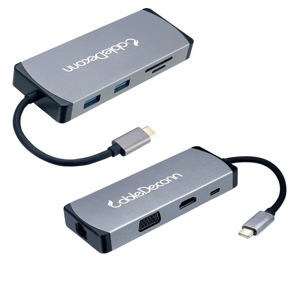 USB-C hdmi vga адаптер концентратор usb3.1 Тип C к HDMI 4 к VGA USB3.0 USB2.0 USB C PD 5в1 адаптер док-станции для Macbook Pro