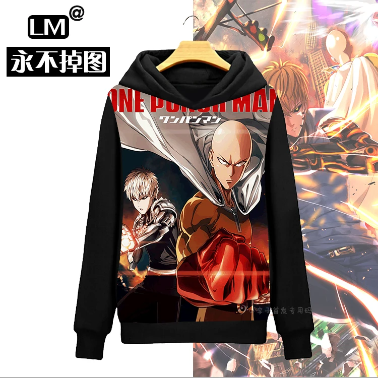 2016 Cool Design One Punch Man Saitama Genocide Anime font b Men s b font Pullover