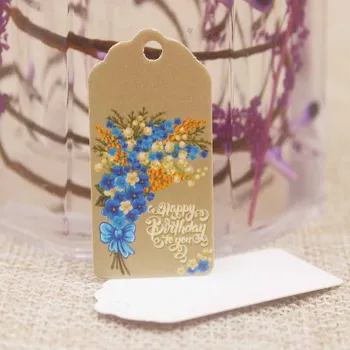 

4*2cm cute flower design print Happy birthday gifts decoration hang tag multi styles gifts/candy/wedding favors label tag200pc