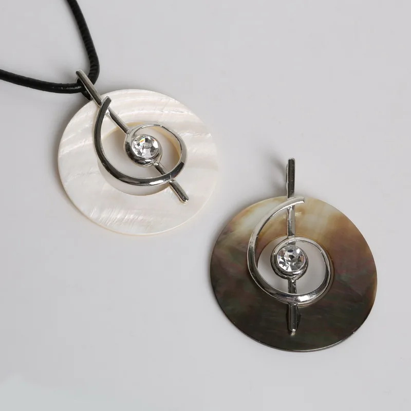 

50X60mm Natural Round Mother of Pearl Shell Pendant Crystal Music Symbol Shape Charms Pendant for DIY Jewelry Findings Making
