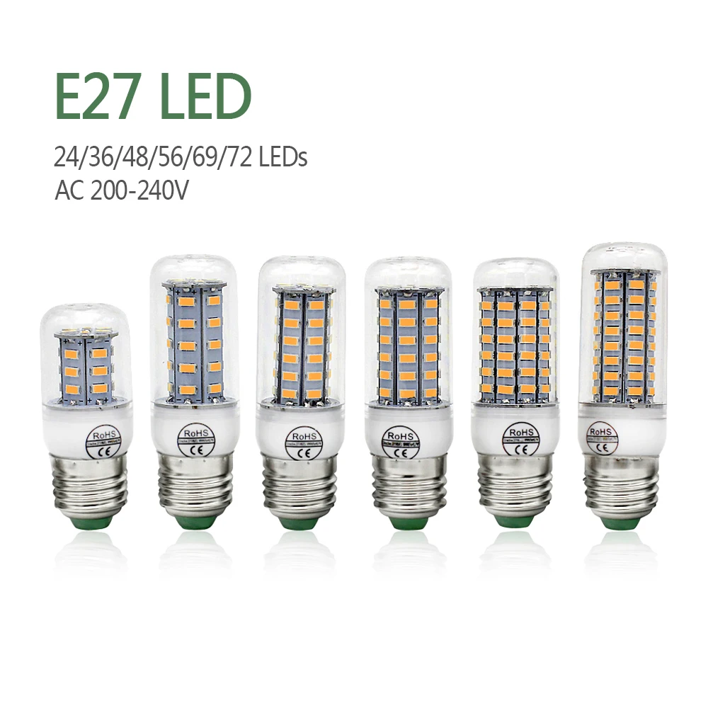 E27 светодиодный светильник E14 B22 G9 GU10 SMD5730 220V лампы кукурузы 24 36 48 56 69 72 светодиодный s люстры лампы в форме свечи светильник для украшения дома ампулы