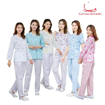 

Hand-washing clothes with broken flowers nursing clothes cosmetology clothes dentists' working clothes