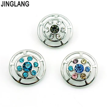 

Free Shipping Fashion 3 Color 18mm Snap Button Rhinestone Pierced Metal Clasp DIY Interchangeable Jewelry Accessories