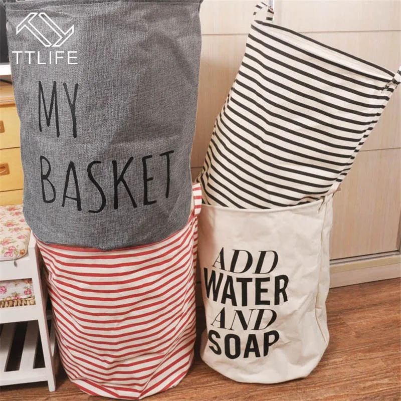 

TTLIFE Cotton And Linen Round Jute Laundry Basket Basket Collapsible Storage Barrel