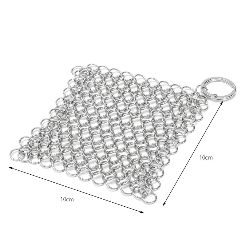 1PC 10 x 10CM Stainless Steel Skillet Cast Iron Cleaning Chainmail Ringer Scrubber