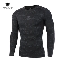 Fannai Мужская футболка с длинными рукавами для фитнеса и бега мужская термо-мышечная Спортзал Фитнес Бодибилдинг компрессионное Спортивное Трико-тройники