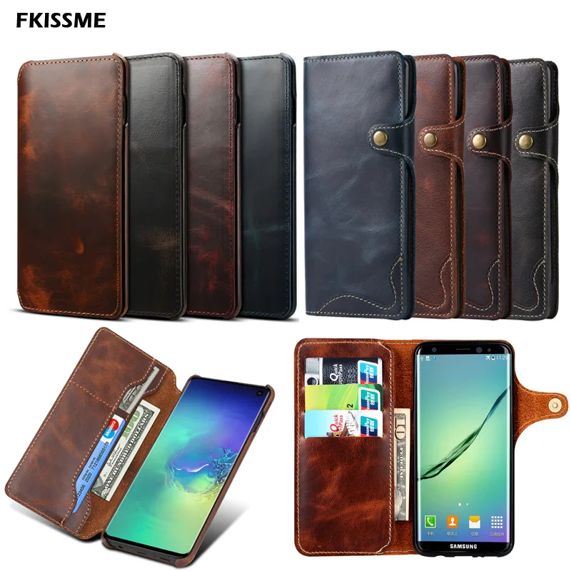 Luxury Genuine Leather Case For Samsung Galaxy Note 20 Ultra Note 10 S20 Plus 9 8 S10 Plus S8 S9 Flip Wallet Cover Phone Cases