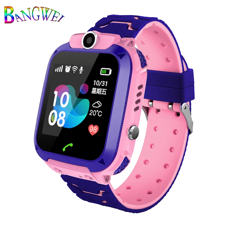 BANGWEI детские цифровые часы водонепроницаемые детские часы SOS экстренный вызов LBS безопасная базовая станция позиционирование отслеживание детские часы - Цвет: Pink