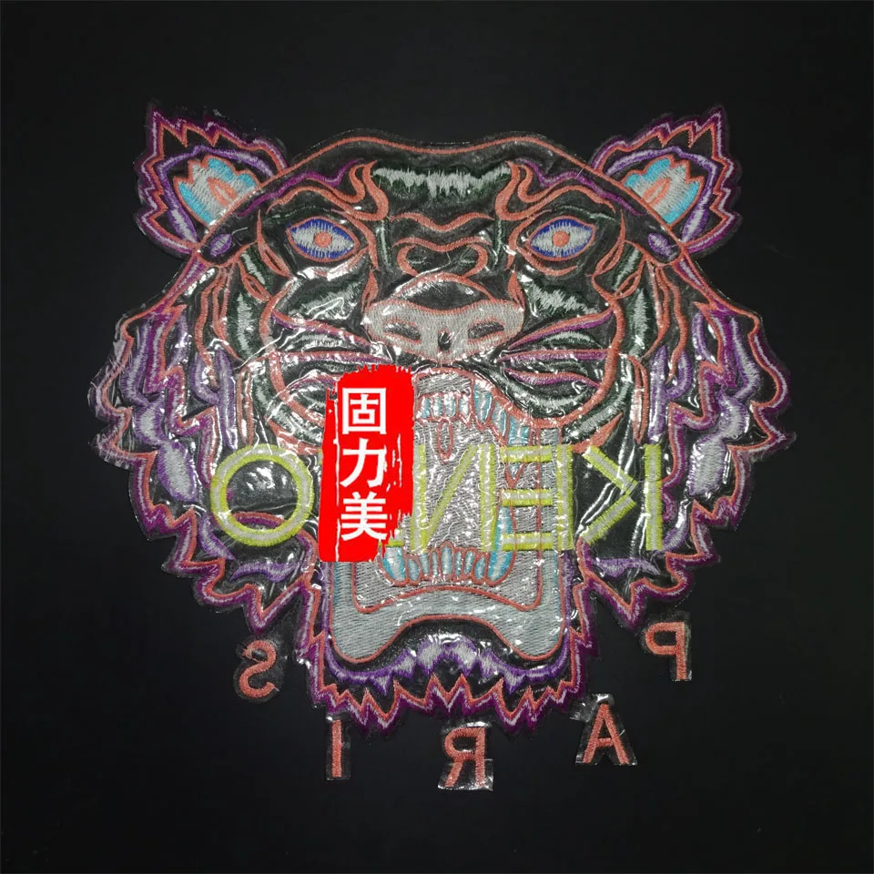 

1pc Paris big fashion brand embroidery tiger head iron on patch 28*28CM