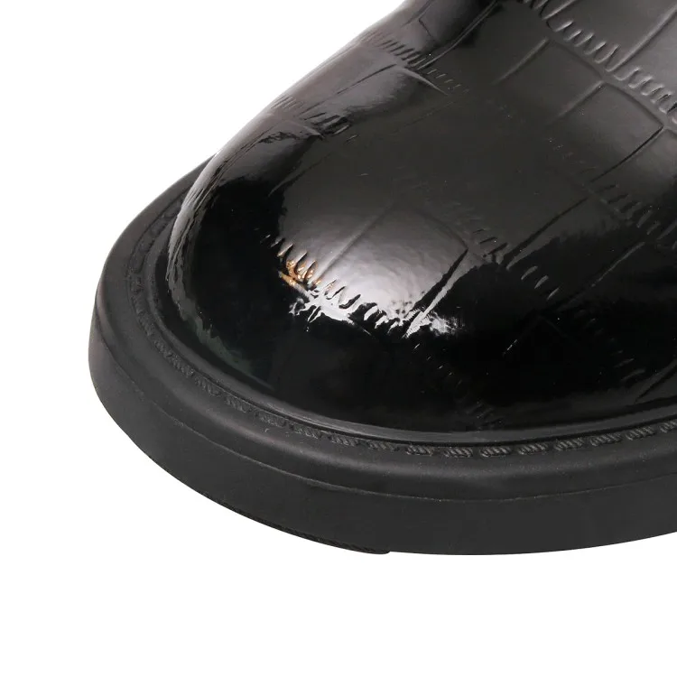 PXELENA British Retro Mary Janes Shoes Lady Round Toe Embossed Real Cow Leather T tied Low Heels Shoes Women Creepers Plus Size