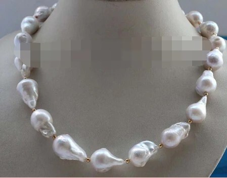 

Jewelr 005655 Genuine Natural White Baroque Reborn Keshi Pearl Necklace 14KGP