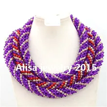 Поступление сезона г. многоцветный Многослойные нигерийские африканских Кристалл Бусины Обручение Ювелирные наборы для Для женщин