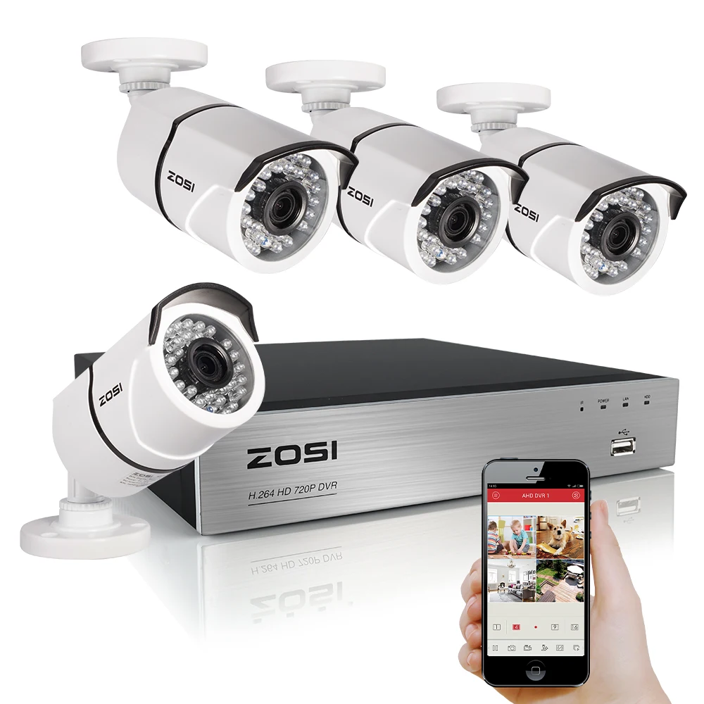 ZOSI Security Camera System 4ch CCTV System 4 x 1080P CCTV Camera 2.0MP Camera Surveillance System Kit Camaras Seguridad Home