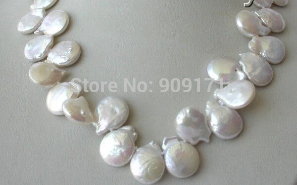 

stunning big 15mm baroque white freshwater cultured pearl necklace