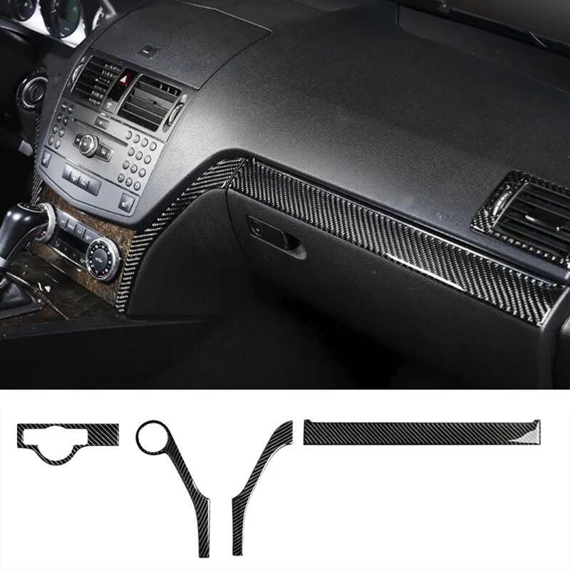 

Carbon Fiber Center Console Trim Strips 5Pcs For Mercedes Benz C Class W204 180 200 260 2007-2010 LHD Car Styling
