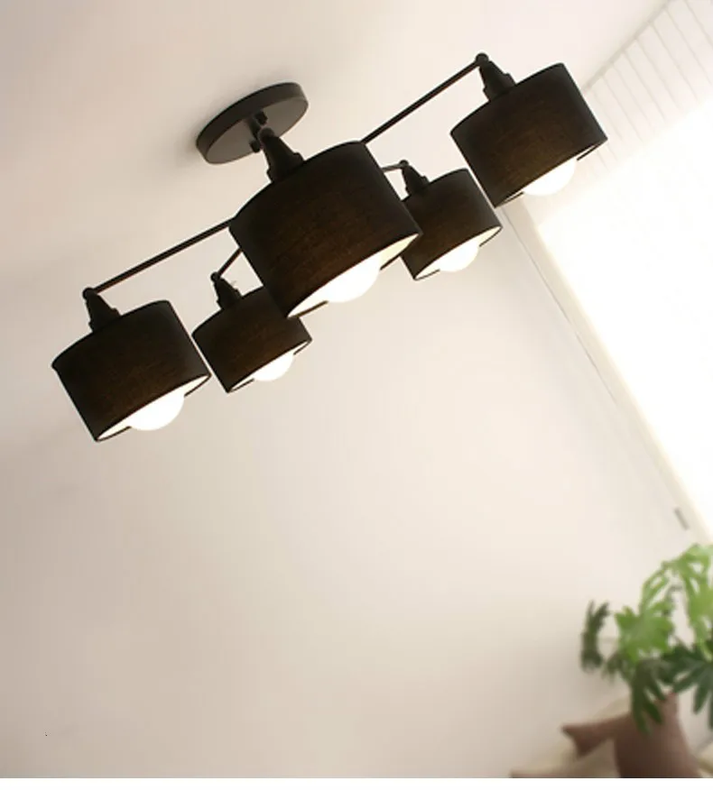 

3 / 5 / 8 Head Mordern Black /White Color Living Room Ceiling Light Cloth Restaurant Decoration Lamp AC90-260V Free Shipping