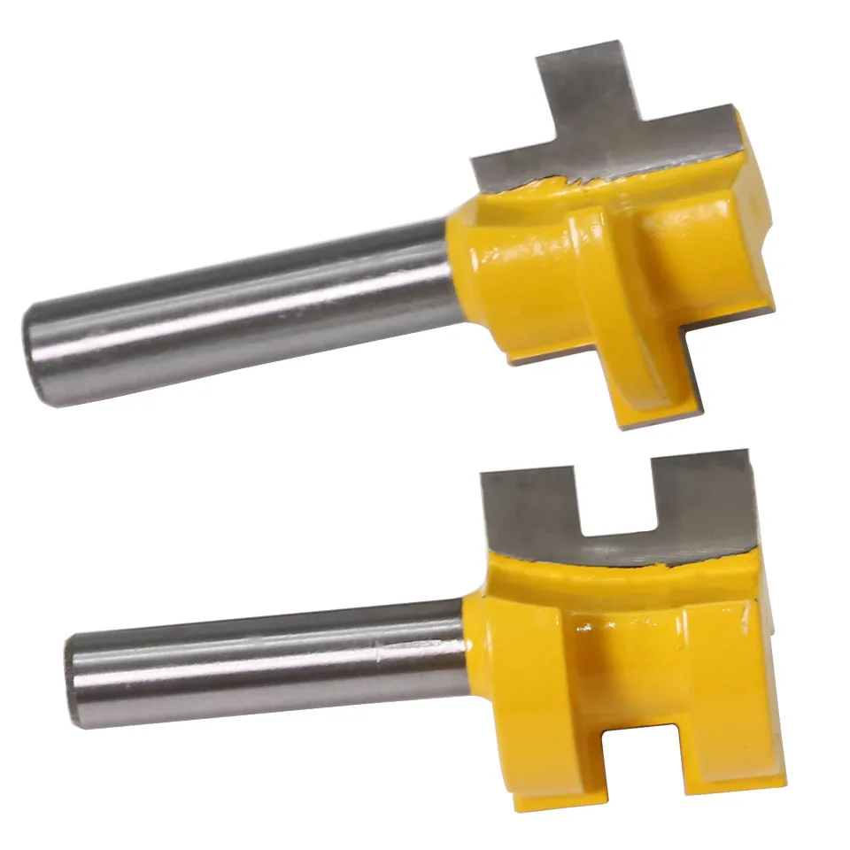 2pcs 8mm Shank Carving Knife Square Tooth T-Slot Tenon Milling Cutter Router Bits for Wood Tool Woodworking