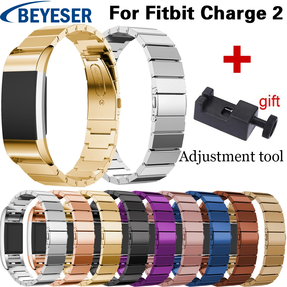 

Stainless steel luxury Band For Fitbit Charge 2 Replacement watchbelt for Fitbit Charge2 classic watchstrap with Adjustment tool