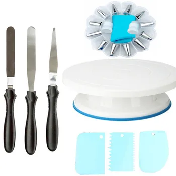 

10 inch High quality Cake Stand Craft Turntable Platform Cupcake Swivel Plate Revolving Cake Baking Decorating Tools