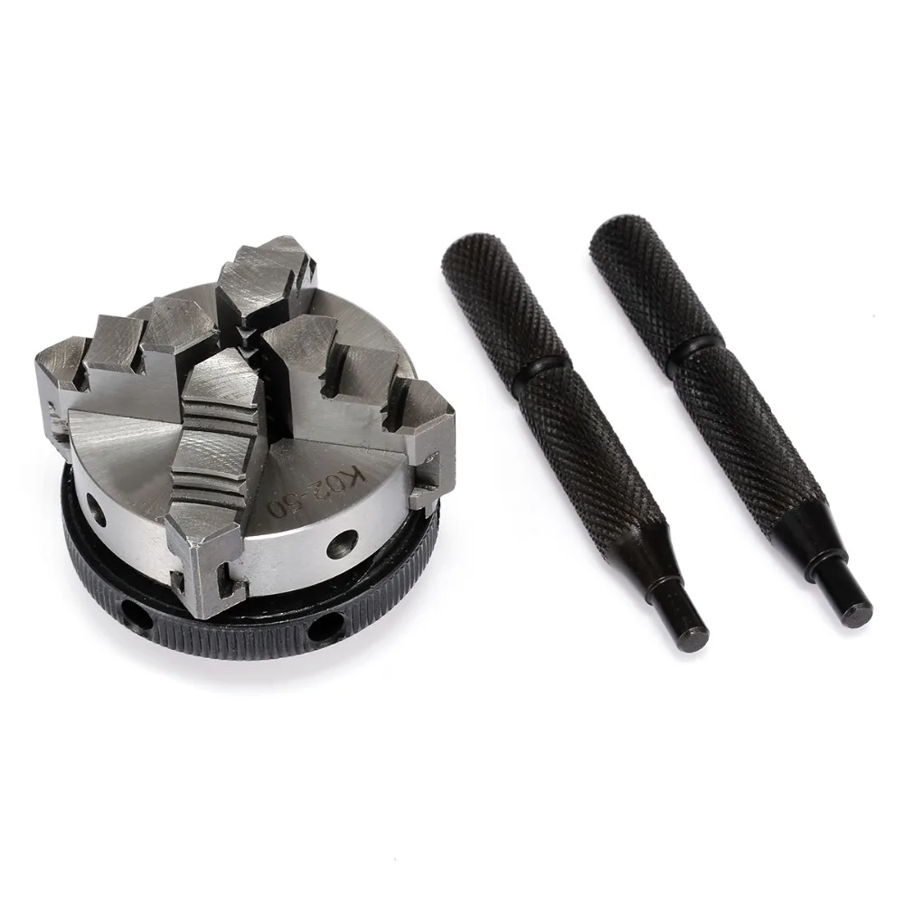 

Metal Mini 4 Jaw K02-50 Lathe Chuck M14 Self-Centering Thread Mount Chuck with 2pcs Lock Rod