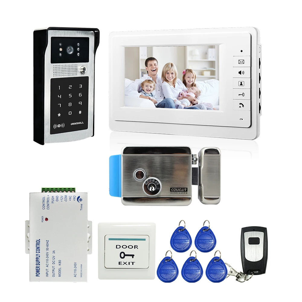 FREE SHIPPING New 7 Color Screen Video font b Door b font Phone Doorbell Intercom RFID