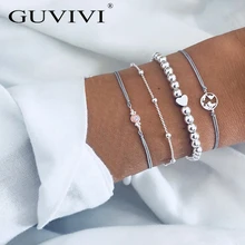 

Fashion 4pcs/Lot Charm Bracelets Trend Personality Map Radiation Beads Size Beads Chain Bohemian Bracelet For Women Jewelry Gift