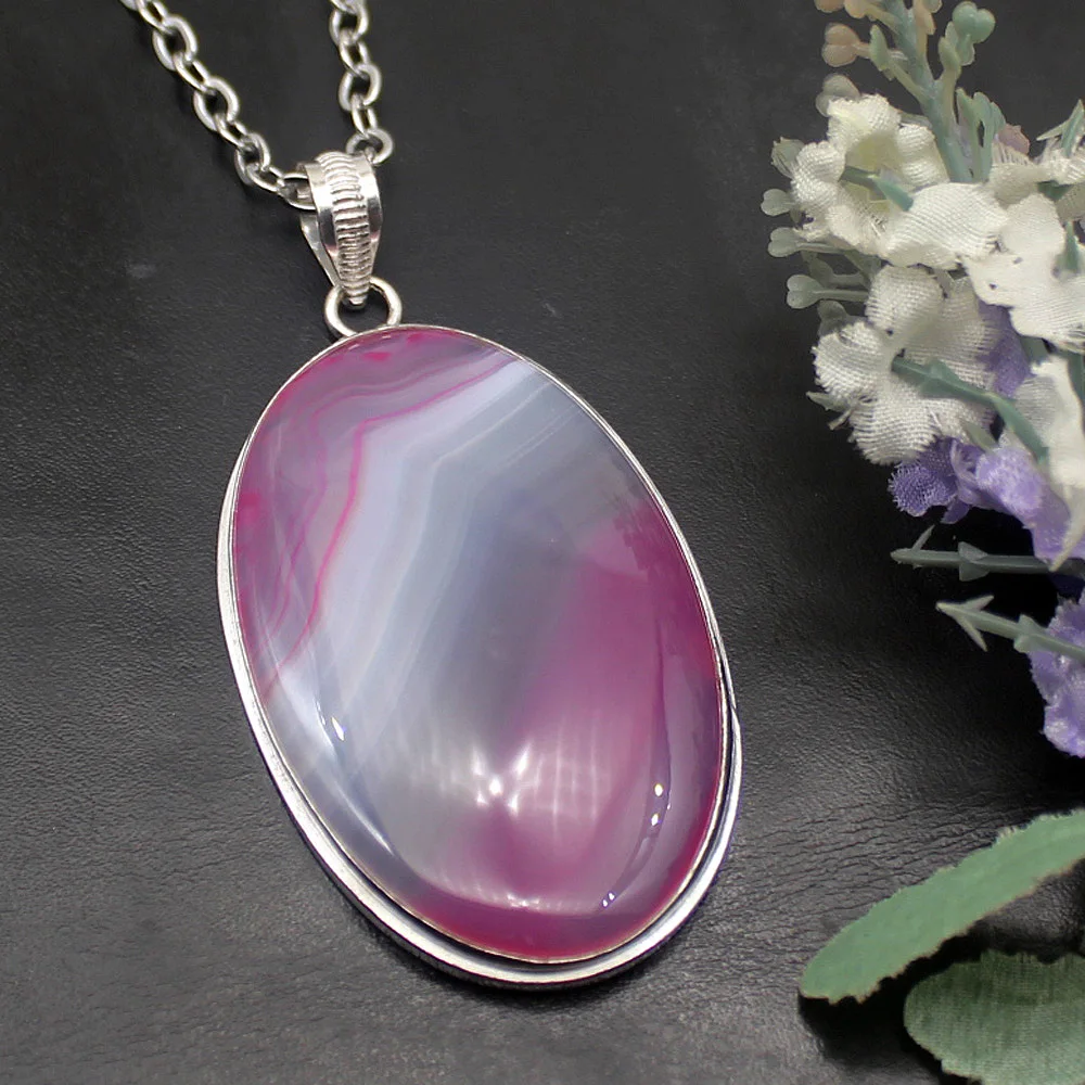 

Unique Charms Solitaire Botswana Agate925 Sterling Silver Pendant Necklace 3 Inch TF554 Free Shipping