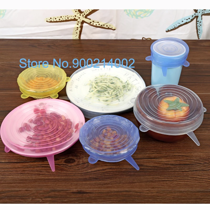 

6PCS/Set Universal Silicone Suction Lid-bowl Pan Cooking Pot Stretch Lid Cover Pan Spill Lid Stopper Cover Kitchen Utensils