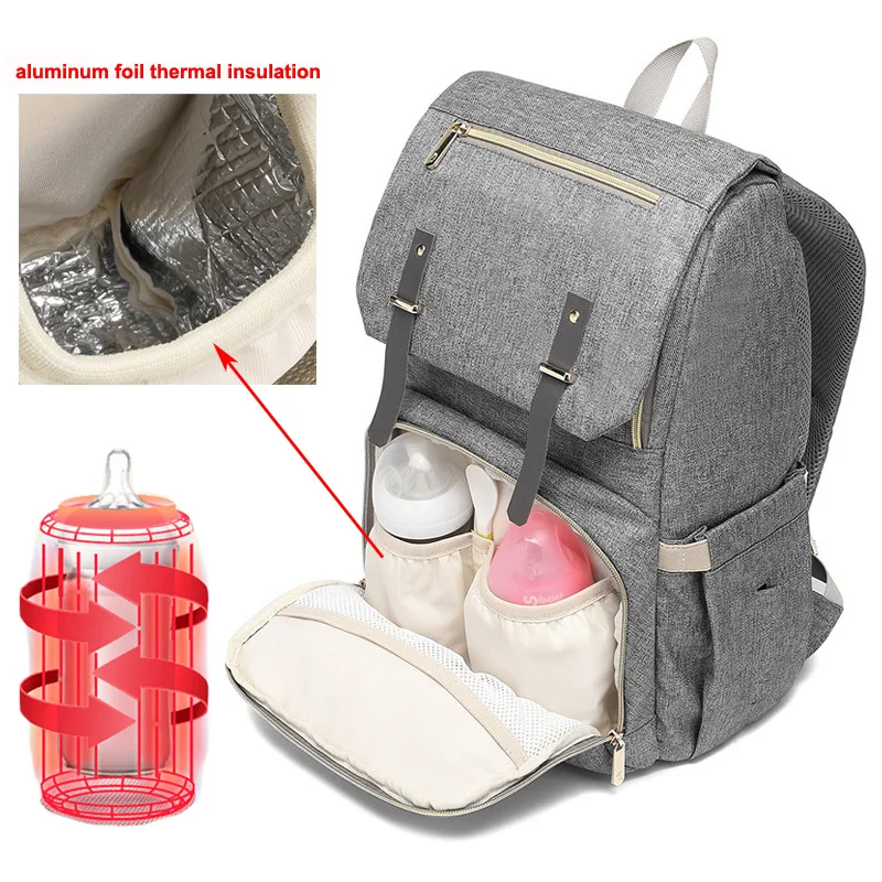 Сумка для подгузников USB Детская сумка для подгузников мумия рюкзак папы большой емкости Водонепроницаемый Повседневная сумка для ноутбука перезаряжаемый держатель для бутылки